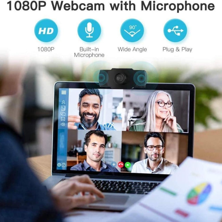 Веб-камера HD 1080P с мегапикселями, USB, датчиком CMOS и микрофоном для компьютеров и ноутбуков