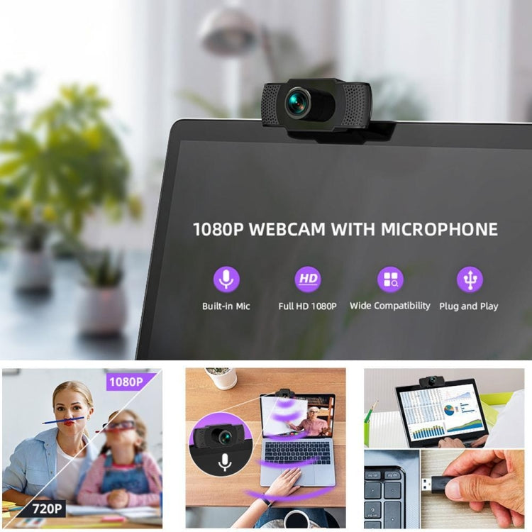 Веб-камера HD 1080P с мегапикселями, USB, датчиком CMOS и микрофоном для компьютеров и ноутбуков