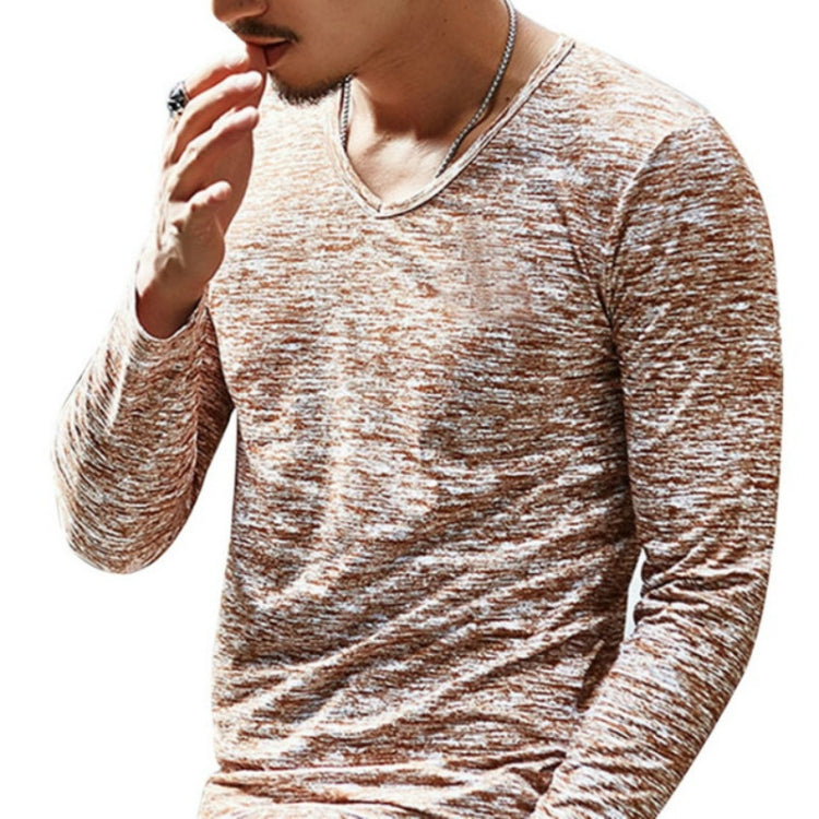 Slim Streetwear V-neck T Shirt Casual Fitness Tops Long Sleeve Pullover Shirt for Men
