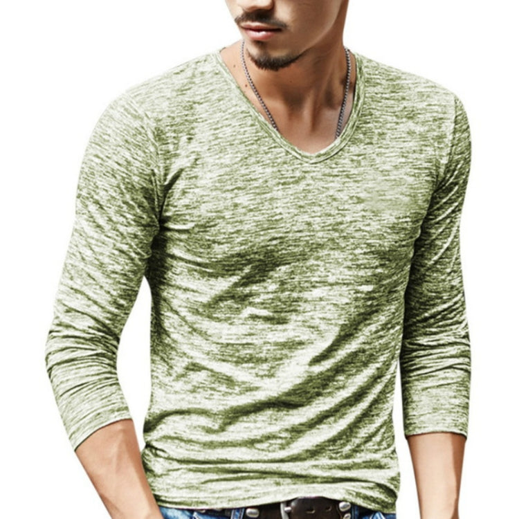 Slim Streetwear V-neck T Shirt Casual Fitness Tops Long Sleeve Pullover Shirt for Men