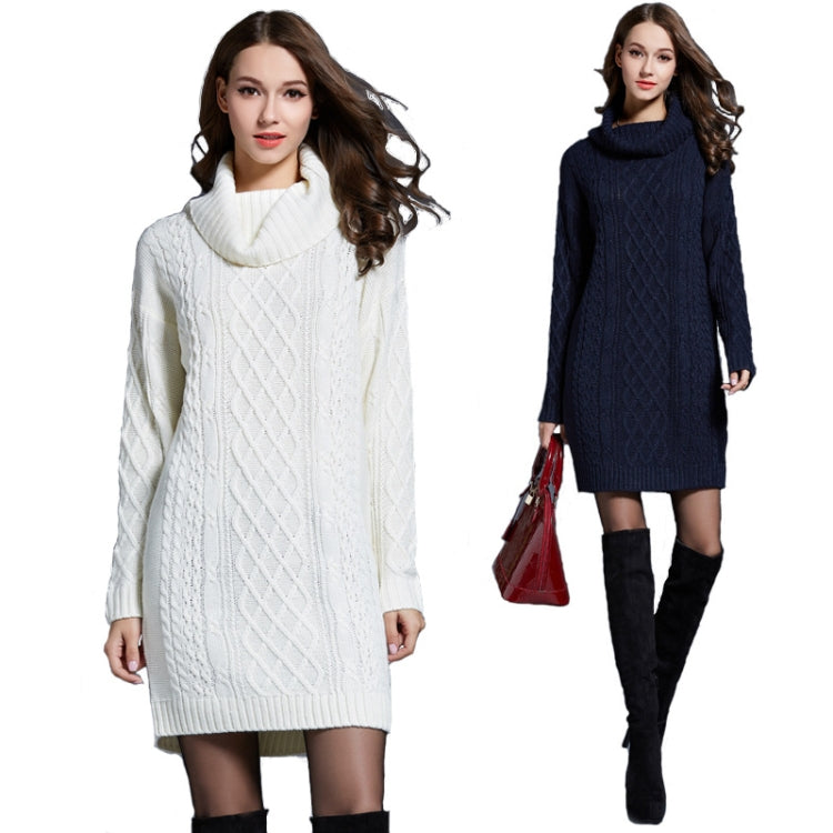 Autumn And Winter Knitwear Dresses Long Turtleneck Sweater For Women