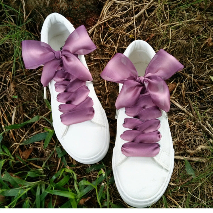 Gradient Color 4cm Width Satin Silk Ribbon Shoelaces Sneaker Sport Shoes White Shoes Laces