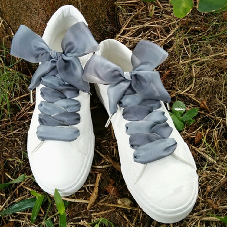 Gradient Color 4cm Width Satin Silk Ribbon Shoelaces Sneaker Sport Shoes White Shoes Laces