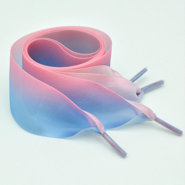 Gradient Color 4cm Width Satin Silk Ribbon Shoelaces Sneaker Sport Shoes White Shoes Laces