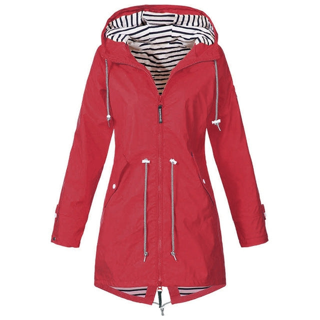 Women Waterproof Rain Jacket Hooded Raincoat