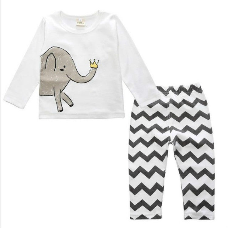 Children Cartoon Cotton Underwear Care Belly Pajamas Set
