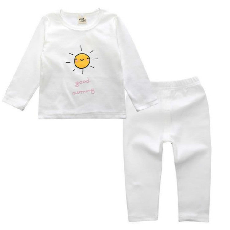 Children Cartoon Cotton Underwear Care Belly Pajamas Set