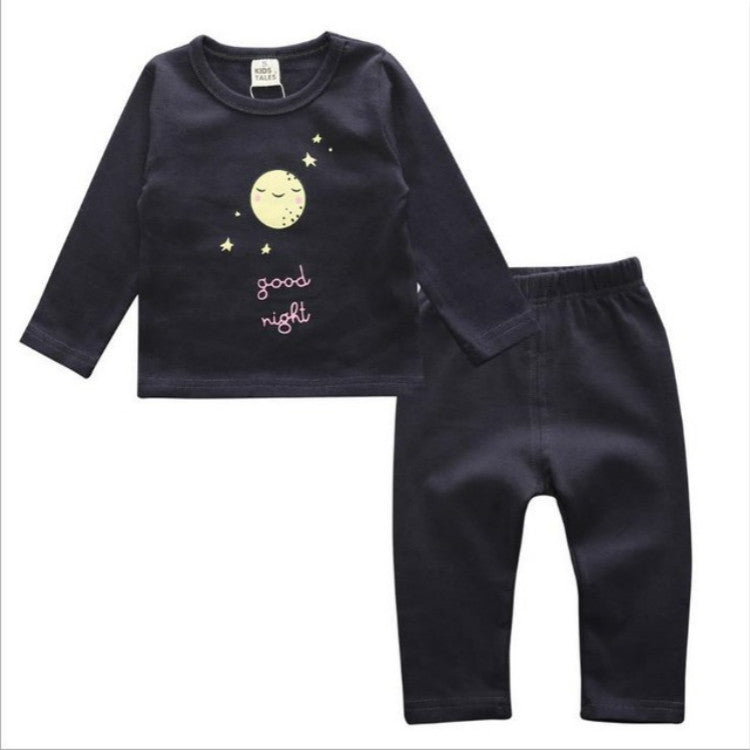 Children Cartoon Cotton Underwear Care Belly Pajamas Set