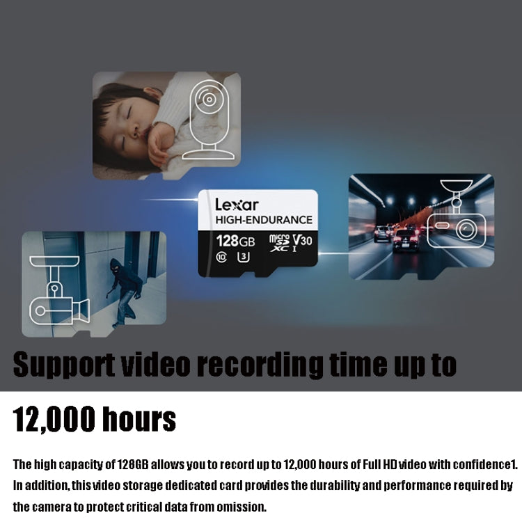 Lexar MicroSDHC 128GB augstas izturības braukšanas ierakstītājs Video novērošanas kamera TF atmiņas karte video karte