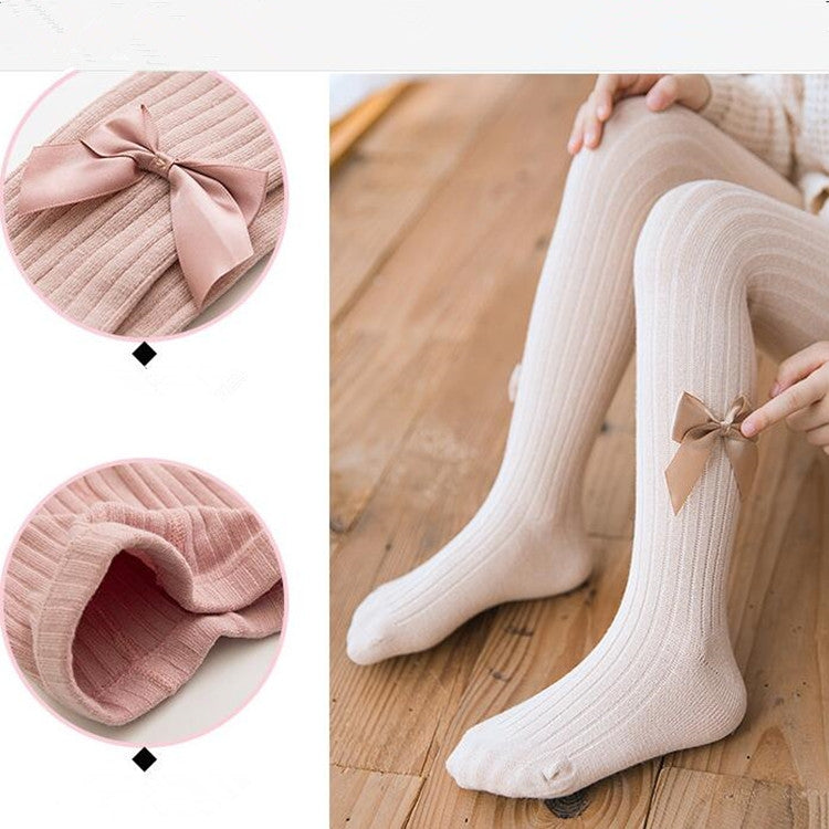 Baby Cotton Leggings Bow Knit Children Pantyhose