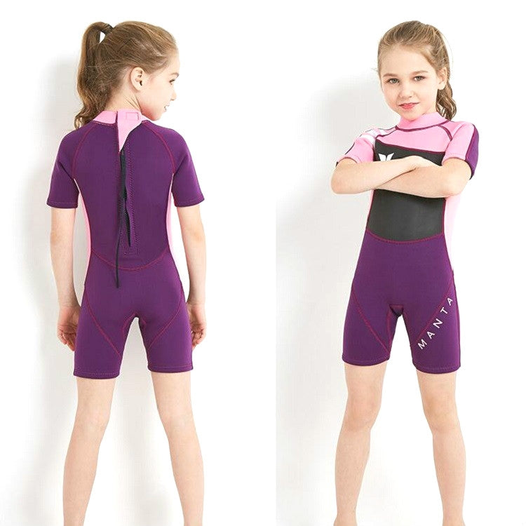 DIVE & SAIL WS-18813 2.5mm Children Warm Diving Suit One-piece Short-sleeved Sunscreen Snorkeling Suit Drifting Cold-proof Swimming Suit