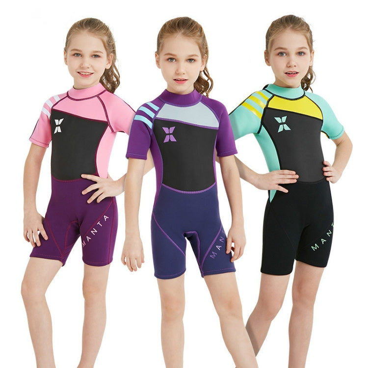 DIVE & SAIL WS-18813 2.5mm Children Warm Diving Suit One-piece Short-sleeved Sunscreen Snorkeling Suit Drifting Cold-proof Swimming Suit