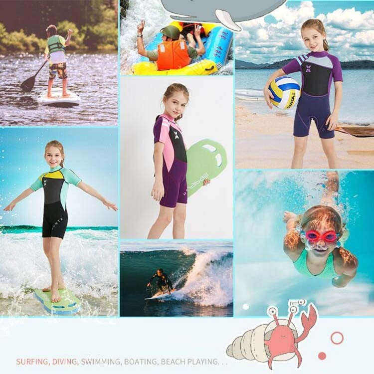 DIVE & SAIL WS-18813 2.5mm Children Warm Diving Suit One-piece Short-sleeved Sunscreen Snorkeling Suit Drifting Cold-proof Swimming Suit
