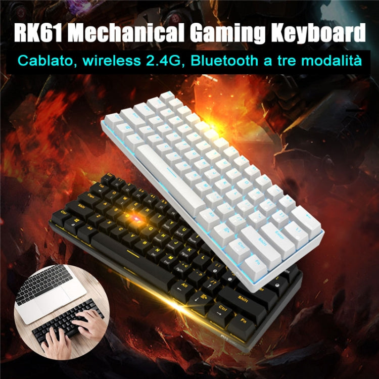 Механическая клавиатура RK61 с 61 клавишей, Bluetooth/беспроводная, двухрежимная, для планшета, мобильного телефона, длина кабеля: 1,5 м