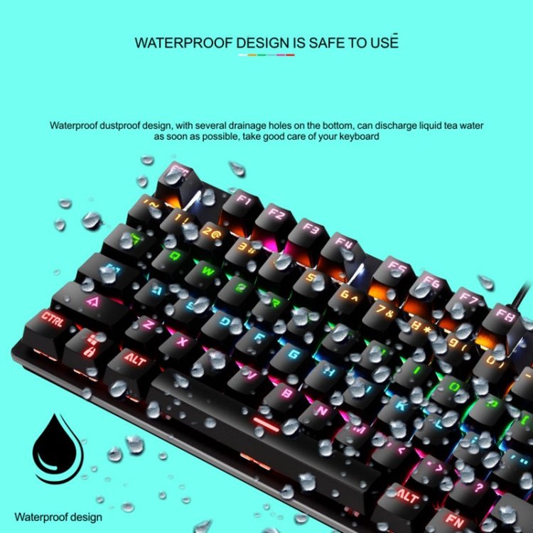 LEAVEN K550 87 Keys Green Shaft Gaming Athletic Office Notebook Punk Mechanical Keyboard, Cable Length: 1.8m