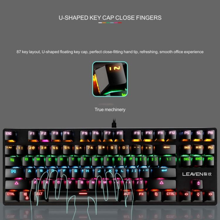 LEAVEN K550 87 Keys Green Shaft Gaming Athletic Office Notebook Punk Mechanical Keyboard, Cable Length: 1.8m