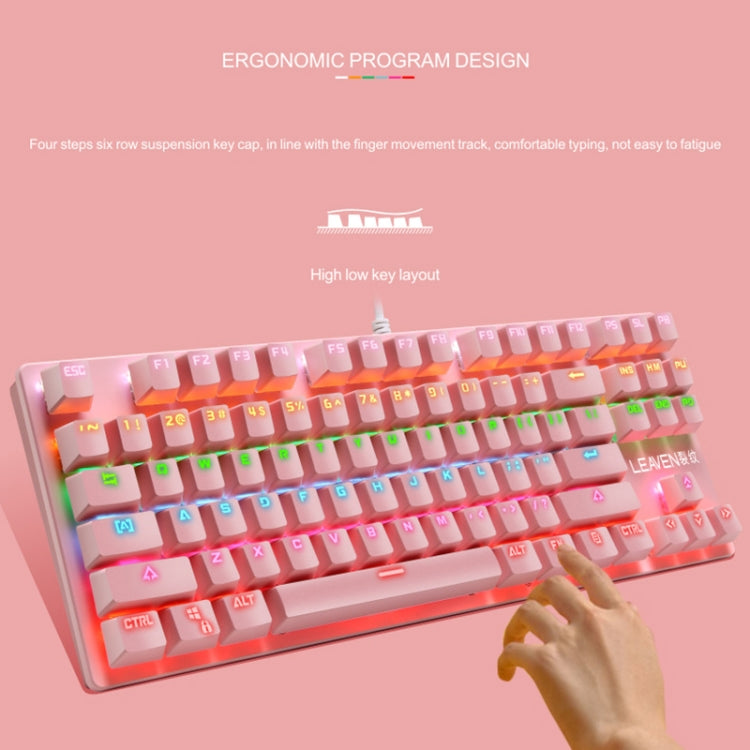 LEAVEN K550 87 Keys Green Shaft Gaming Athletic Office Notebook Punk Mechanical Keyboard, Cable Length: 1.8m