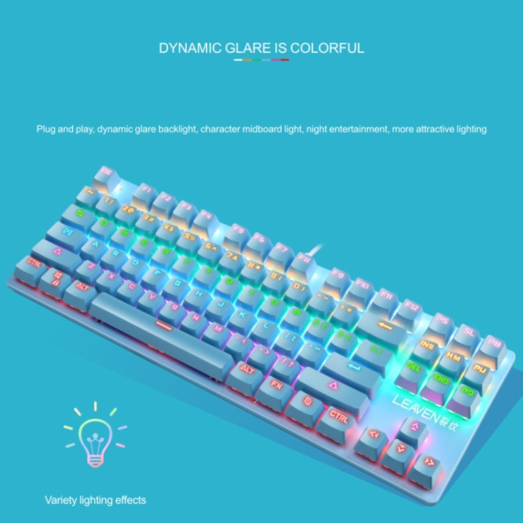 LEAVEN K550 87 Keys Green Shaft Gaming Athletic Office Notebook Punk Mechanical Keyboard, Cable Length: 1.8m