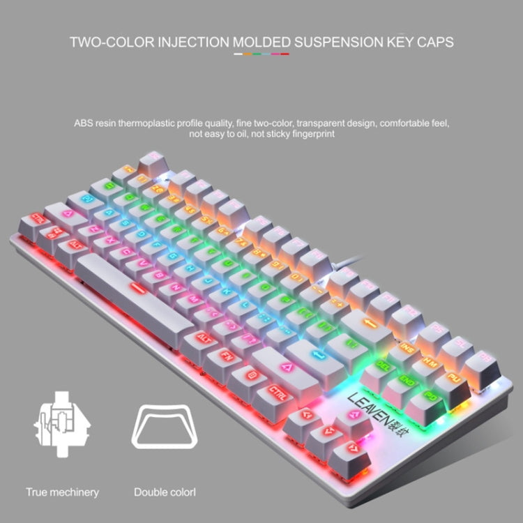 LEAVEN K550 87 Keys Green Shaft Gaming Athletic Office Notebook Punk Mechanical Keyboard, Cable Length: 1.8m