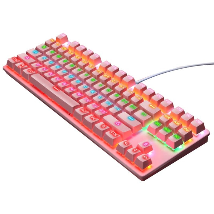 LEAVEN K550 87 Keys Green Shaft Gaming Athletic Office Notebook Punk Mechanical Keyboard, Cable Length: 1.8m