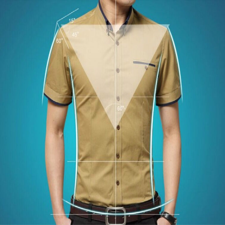 Men Business Shirt Short Sleeves Turn-down Collar Shirt