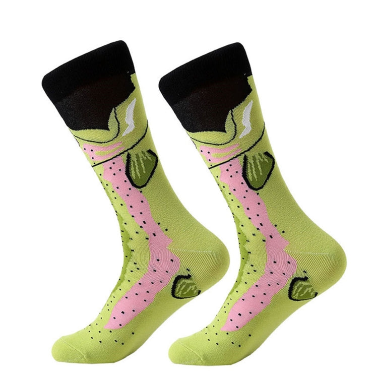 Cotton Various Cartoon Geometric Patterns Fashion Men Tube Socks