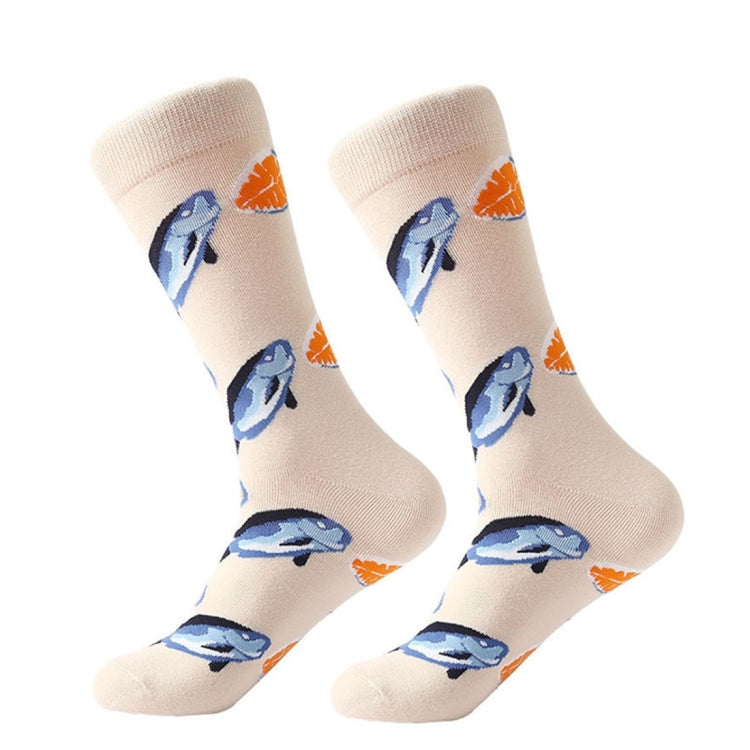 Cotton Various Cartoon Geometric Patterns Fashion Men Tube Socks