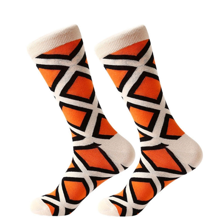 Cotton Various Cartoon Geometric Patterns Fashion Men Tube Socks
