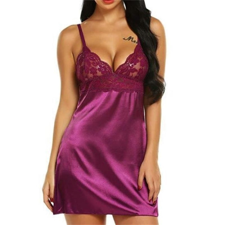 Sexy Lingerie Women Silk Lace Casual Loose Solid Sleeveless Dress Nightgown Sleepwear