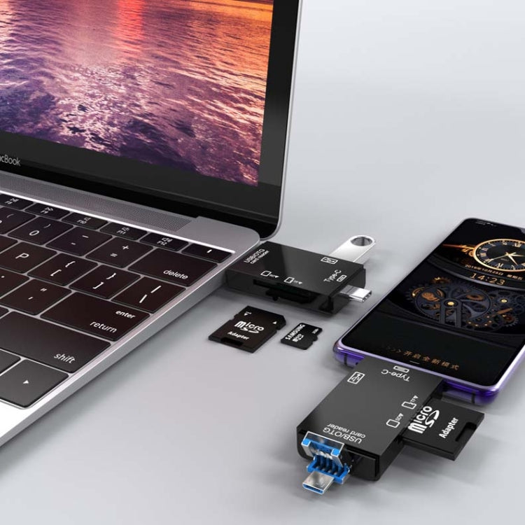 2 PCS Type-C & Micro USB & USB 2.0 3 in 1 Ports Multi-function Card Reader, Support U Disk / TF / SD