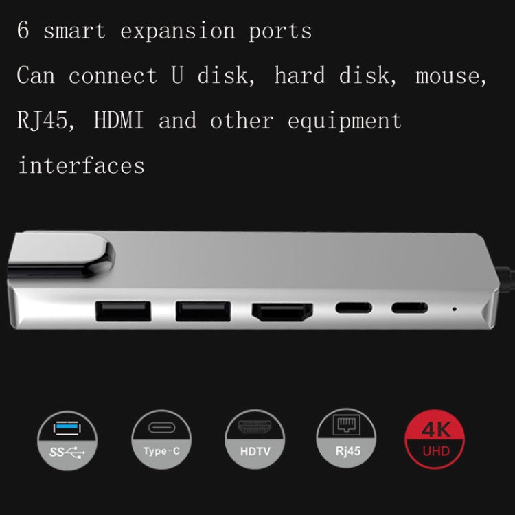 Док-станция 6-в-1 USB3.1 Type-C на HDMI+RJ45 для Nintendo Type-C