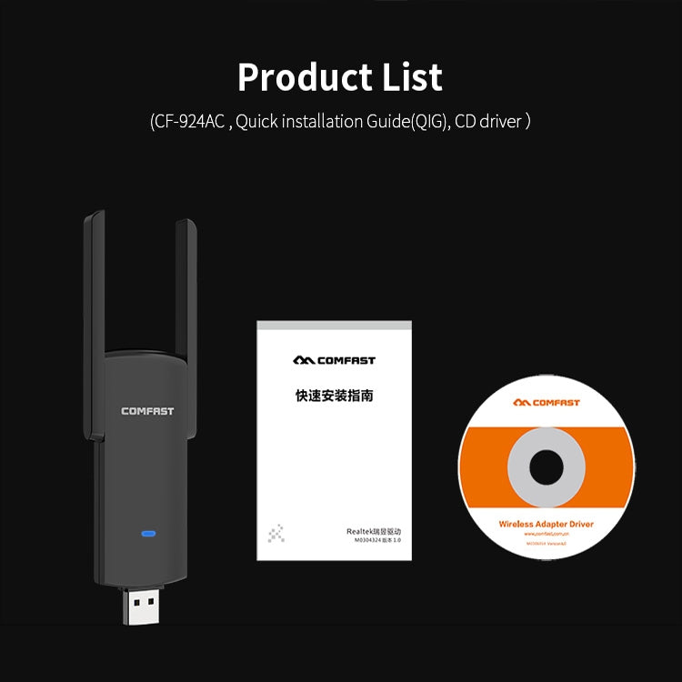 COMFAST CF-924AC V2 1200 Мбит/с двухчастотный гигабитный USB компьютерный WIFI-приемник мощная беспроводная сетевая карта