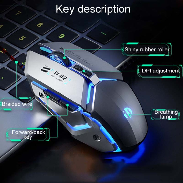 Inphic W-02 6 Keys Home Office Luminous Macro Programming USB Computer Mechanical Game Wired Mouse