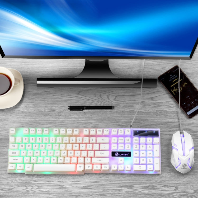 LIMEIDE GTX300 1600DPI 104 Keys USB Rainbow Suspended Backlight Wired Luminous Keyboard and Mouse Set, Cable Length: 1.4m