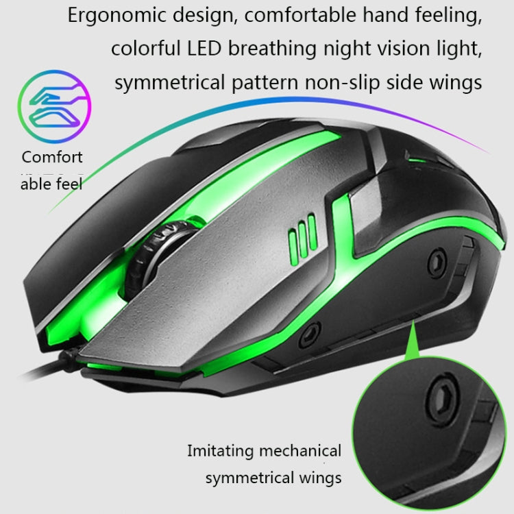 LIMEIDE GTX300 1600DPI 104 Keys USB Rainbow Suspended Backlight Wired Luminous Keyboard and Mouse Set, Cable Length: 1.4m