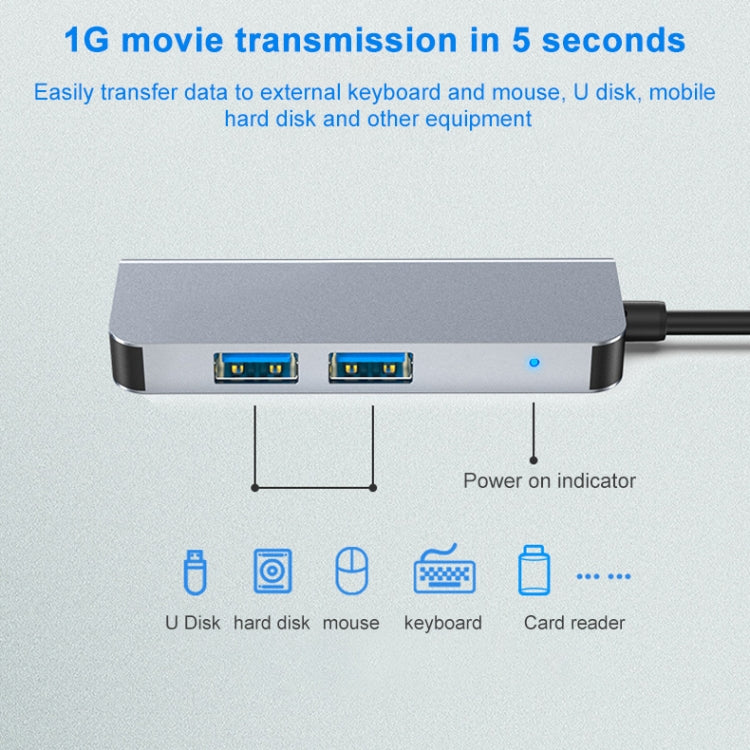 3 vienā USB-C / C tipa uz 4K HDMI + 2 USB 3.0 porti Daudzfunkcionāla centrmezgla dokstacija