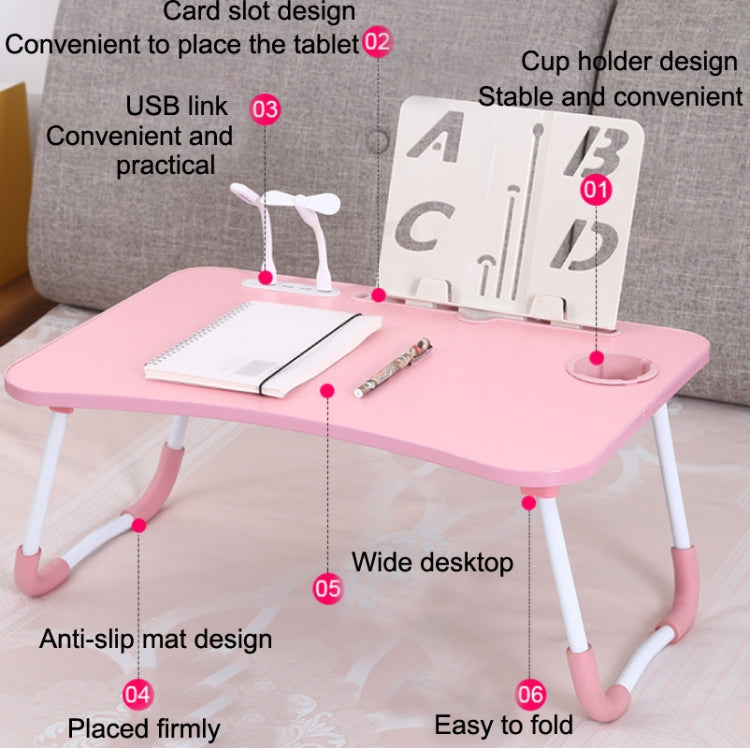 USB Folding Computer Desk With Fan & Lamp, Size: 60x40x28cm