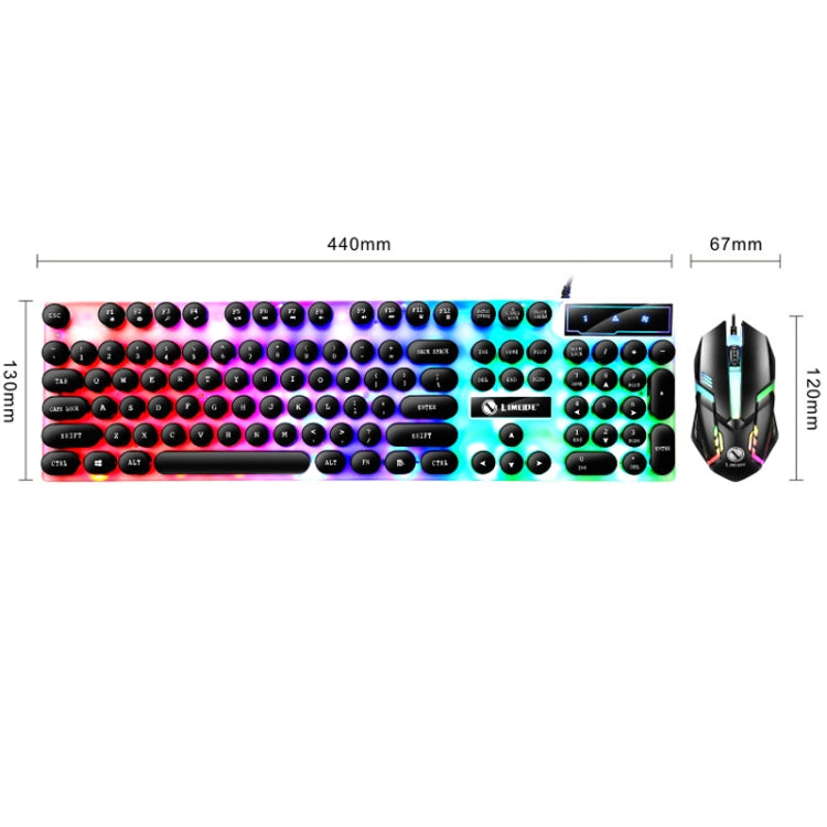 Проводная USB-мышь LIMEIDE GTX300 с 104 клавишами, ретро-клавиатурой и круглыми клавишами, длина кабеля: 1,4 м