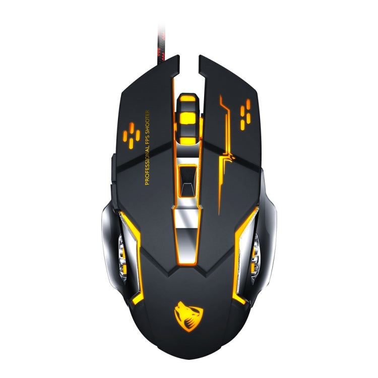 T-WOLF V6 USB saskarne 6 pogas 3200 DPI vadu spēļu pele mehāniskā makro programmēšana 7 krāsu gaismas spēļu pele, kabeļa garums: 1,5 m