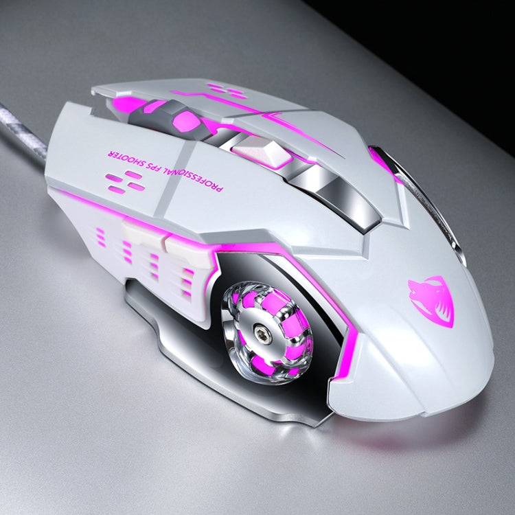 T-WOLF V6 USB saskarne 6 pogas 3200 DPI vadu spēļu pele mehāniskā makro programmēšana 7 krāsu gaismas spēļu pele, kabeļa garums: 1,5 m