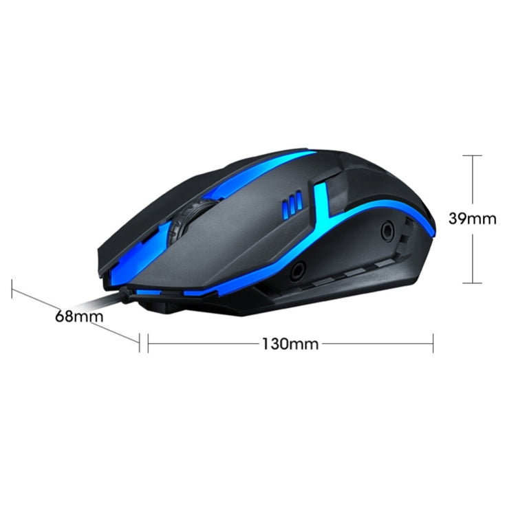 2 шт. T-WOLF V1 USB-интерфейс, проводная игровая мышь с 3 кнопками, разрешением 1200 точек на дюйм и 7-цветной подсветкой, длина кабеля: 1,35 м