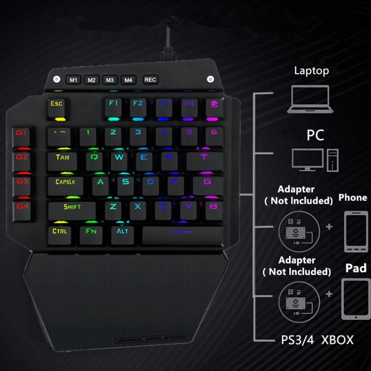 K700 44 Keys RGB Luminous Switchable Axis Gaming One-Handed Keyboard, Cable Length: 1m