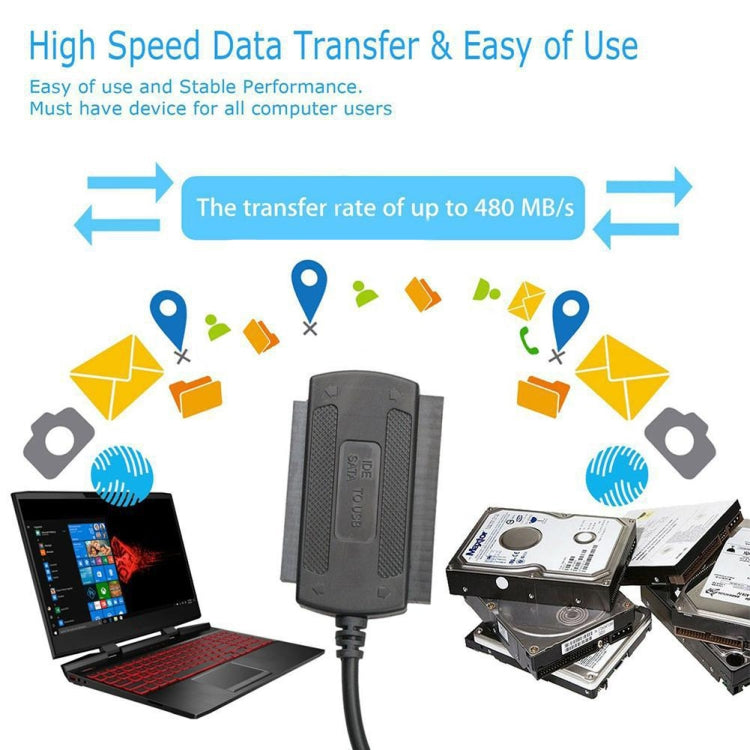 YP009 Three-Purpose USB to IDE/SATA Easy Drive Cable Hard Disk Drive Data Cable with Power Supply