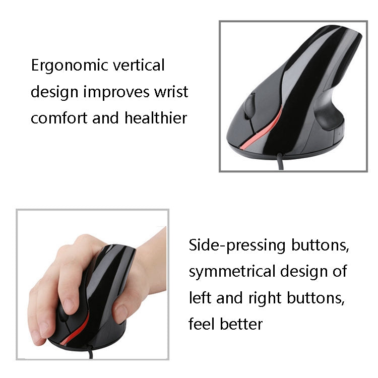 JSY-12 5 Keys USB Wired Vertical Mouse Ergonomic Wrist Brace Optical Mouse