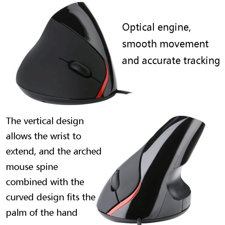 JSY-12 5 Keys USB Wired Vertical Mouse Ergonomic Wrist Brace Optical Mouse