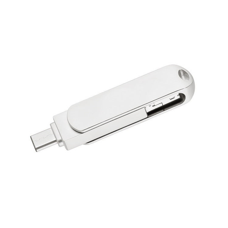 USB 3.0 + 8 Pin + USB-C / Type-C 3 in 1 Phone Computer Rotatable Metal U-Disk