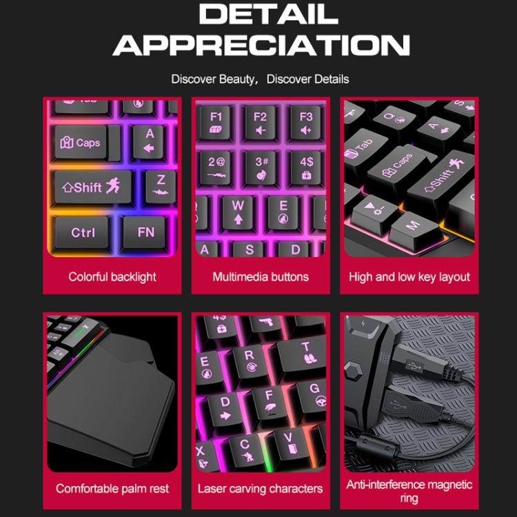 T-WOLF Mobile Gaming One-Handed Keyboard,Specification: