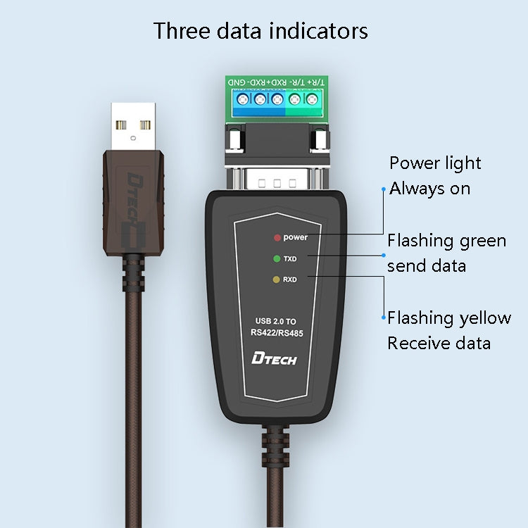 Кабель-переходник DTECH DT-5019 USB - RS485 / RS422, чип FT232, длина: