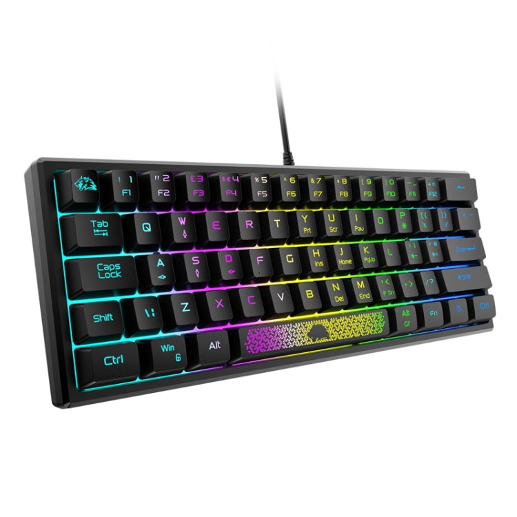 Проводная мини-клавиатура ZIYOU LANG K61 с 62 клавишами и RGB-подсветкой. Длина кабеля: 1,5 м.