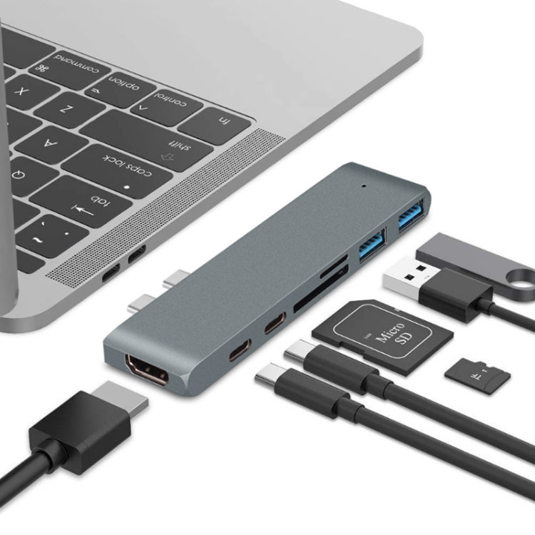 7 In 1 100W USB 3.1 To 20VPD+Card Reader Data+HUB+HDMI 4K Converter